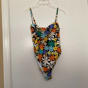 NEW house of harlow x revolve floral one piece swimsuit